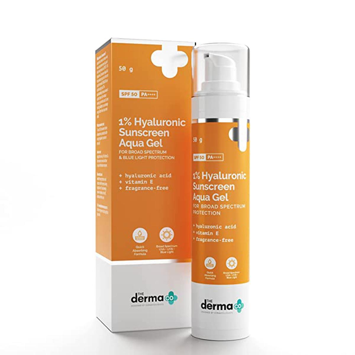 0001263_derma-co-1-hyaluronic-sunscreen-aqua-gel-50g Derma Co 1% Hyaluronic Sunscreen Aqua Gel 50g - Image 1