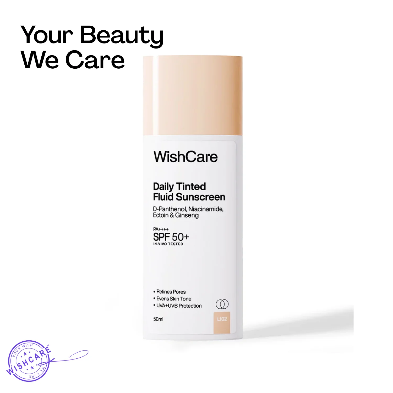 01 WishCare Daily Tinted Fluid Sunscreen (L102) - Image 1